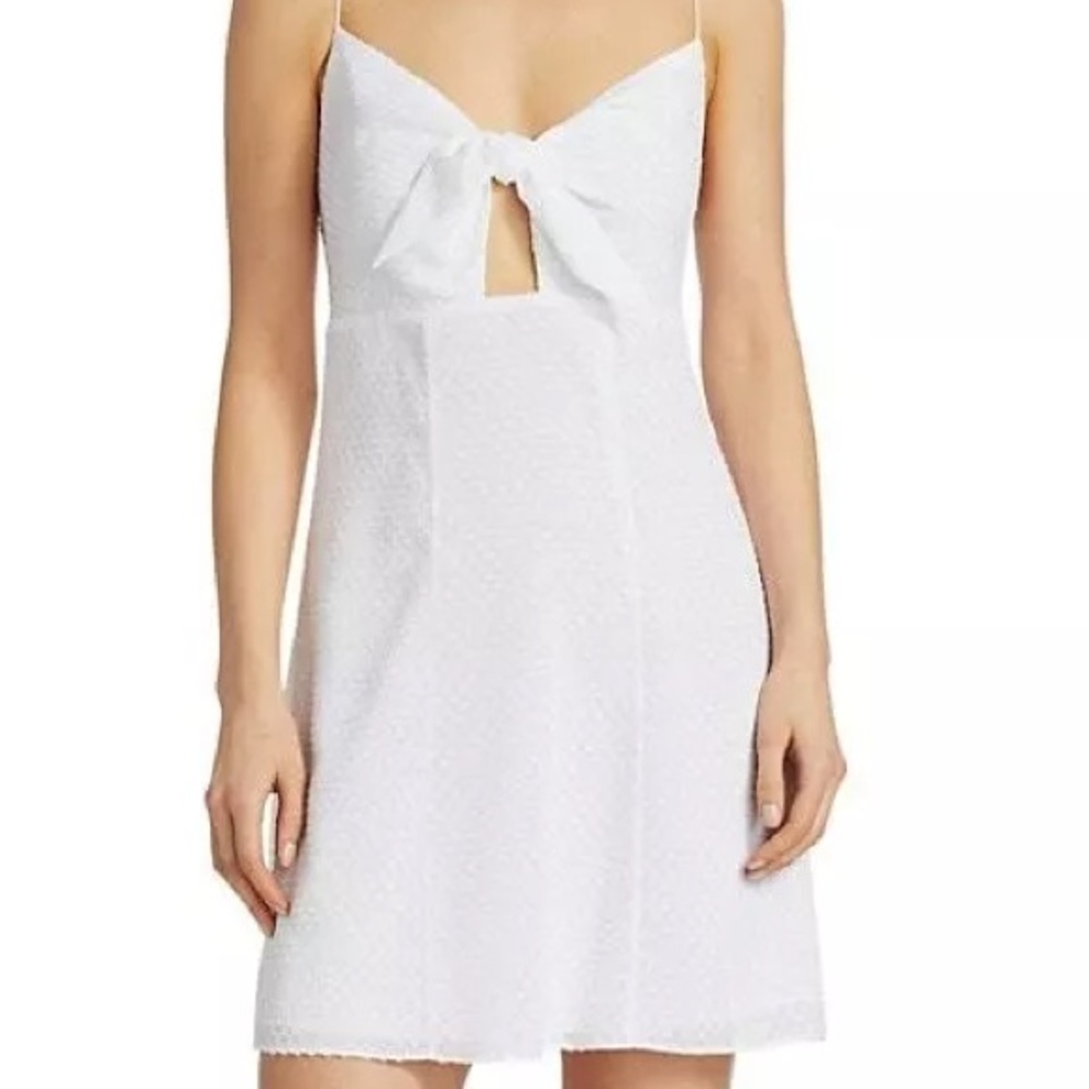 Alice + Olivia Roe Tie Front White Mini Flare Dress Size 12